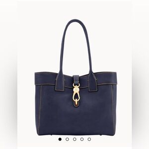 Dooney & Bourke Florentine Leather Large Amelie Navy Shoulder Bag